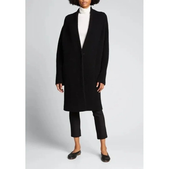 VINCE Black Merino Wool Blend Longline Cardigan Size M NEW